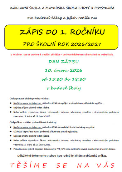 Foto k Z�pis do 1. ro�n�ku